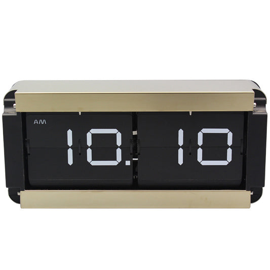 Stainless Steel Desk Clock Desk Clock Fashion Living Room Automatic Page Turning