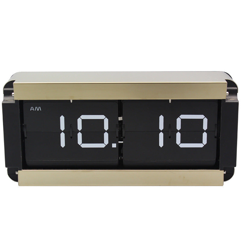 Stainless Steel Desk Clock Desk Clock Fashion Living Room Automatic Page Turning