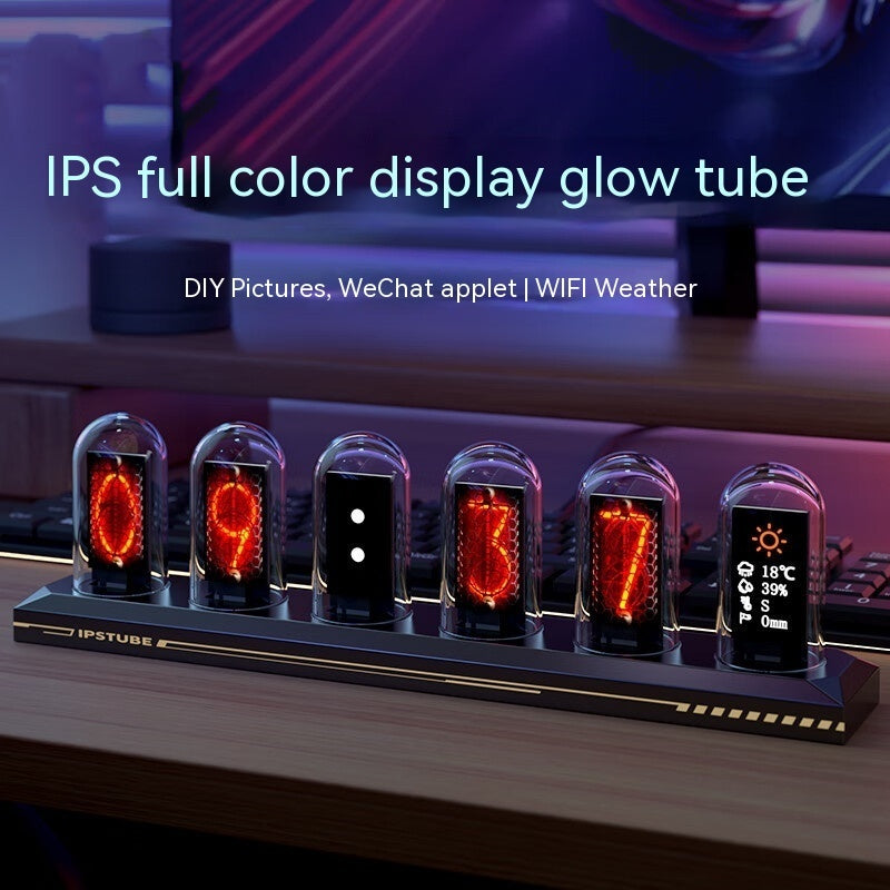 Magic Flavor Premium RGB Aluminum Alloy Simulation Nixie Tube Clock IPS Computer Desktop Decoration Destiny Stone Door Punk